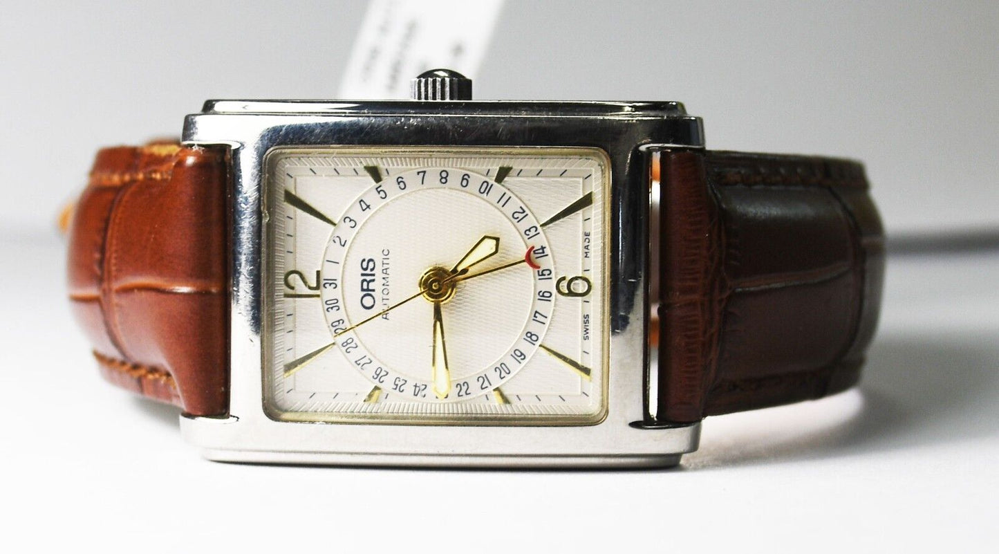 Oris Pointer Rectangular 26mm Stainless Swiss Automatic Date Wristwatch