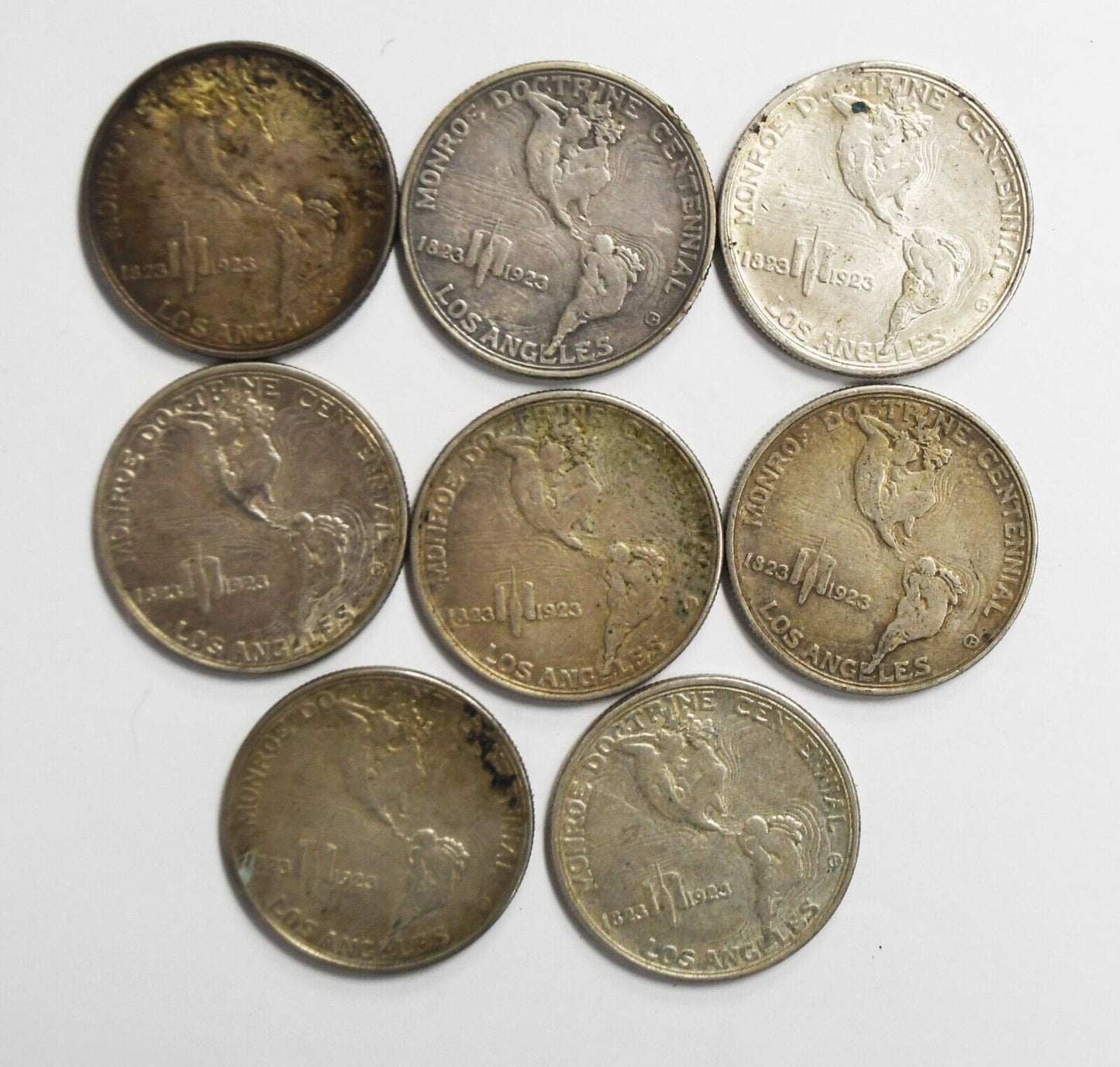 8pc 1923 S Monroe Doctrine Half Dollar 50c Commemorative Silver Coins