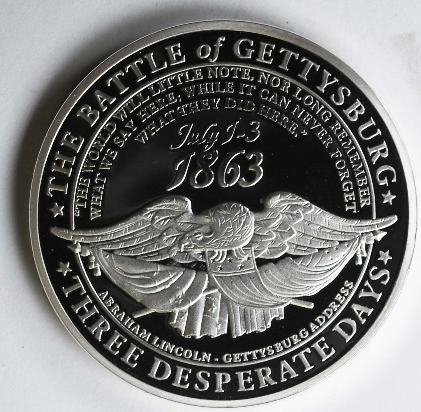 Pickett's Charge Battle Gettysburg 40mm Silver Plated Proof Medal American Mint