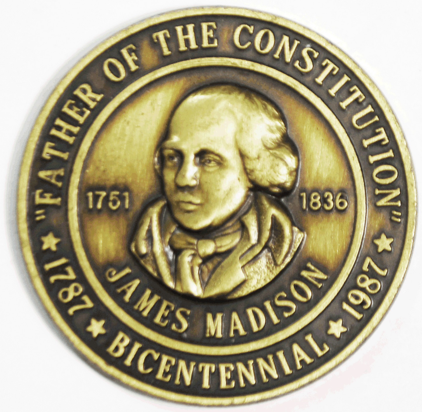 1987 James Madison Father of the Constitution Bicentennial Medal 39mm