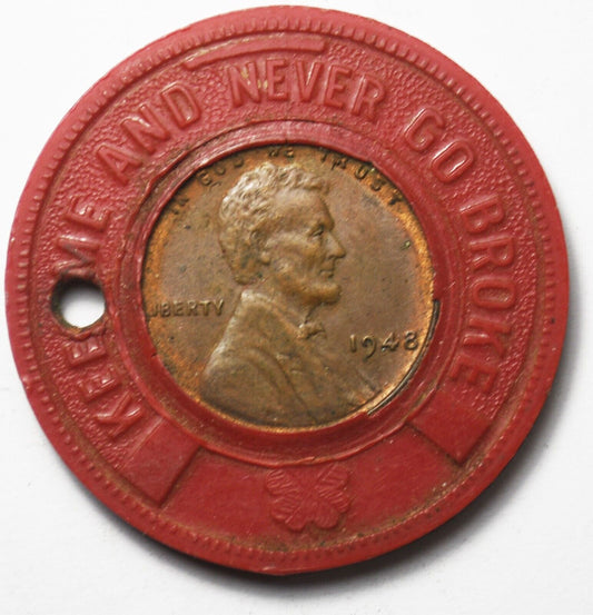 1948 1c Lincoln Wheat Encased Penny Plastic Benson Chevrolet Shomansville MO