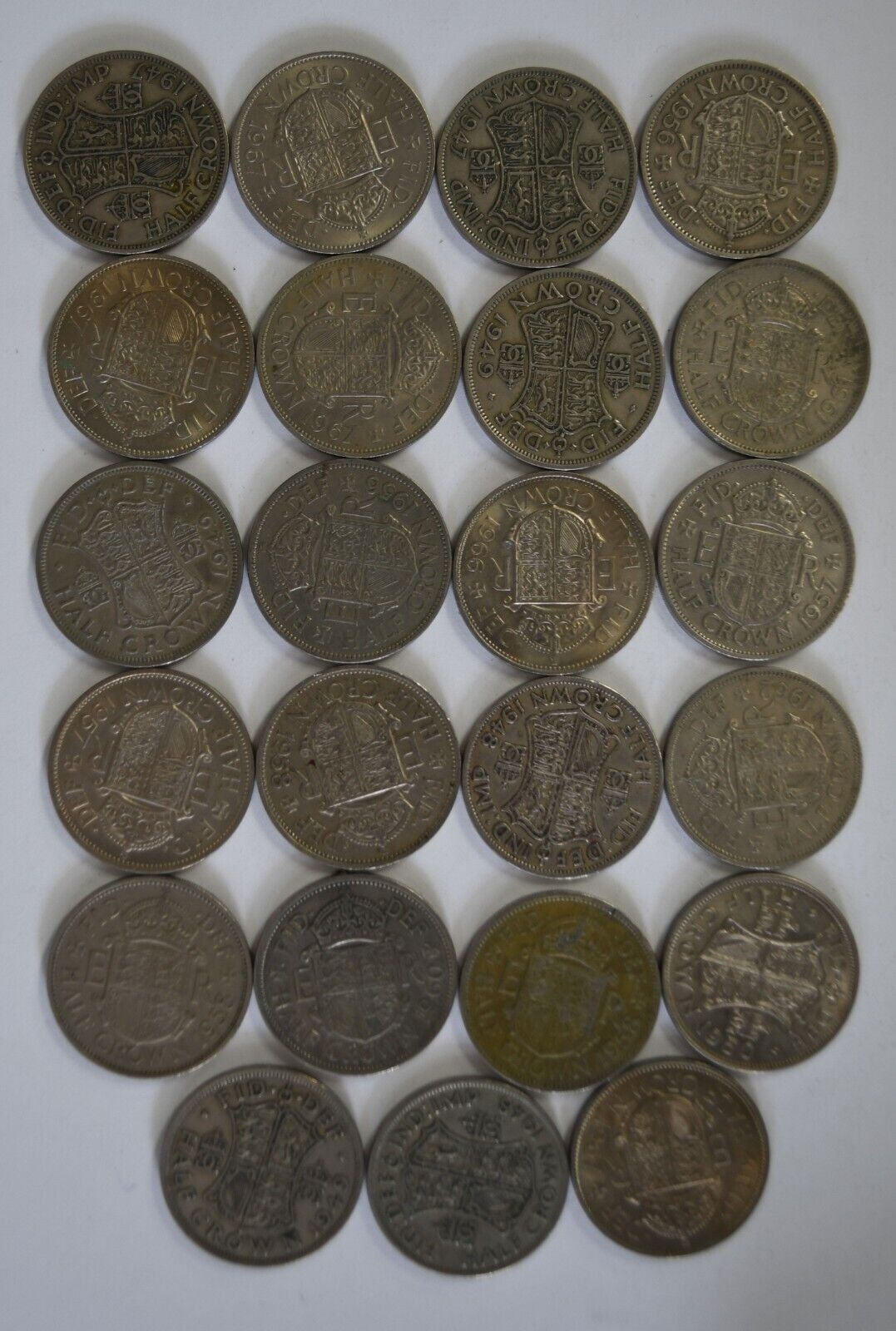 23pc Great Britain Half 1/2 Crowns Copper Nickel 1947-1967