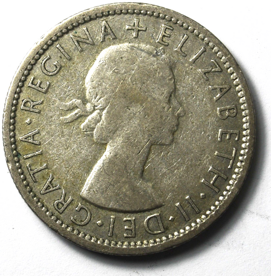 1954 Australia One Florin Two Shillings Silver Coin  KM# 54