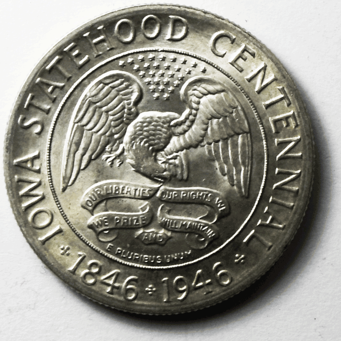 1946 50c Iowa Centennial Commemorative Silver Half Dollar
