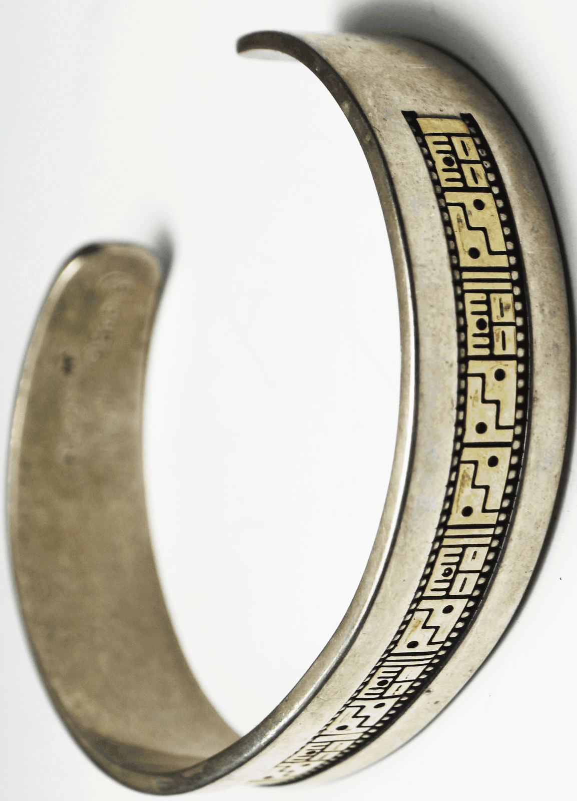 Sterling RMT Carolyn Pollack Two Tone Story Teller Cuff Bracelet 12mm 6-3/4"