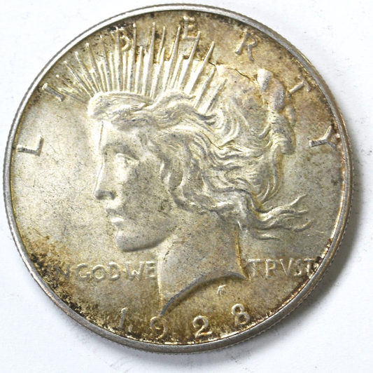 1928 S $1 Peace Silver One Dollar US San Francisco AU