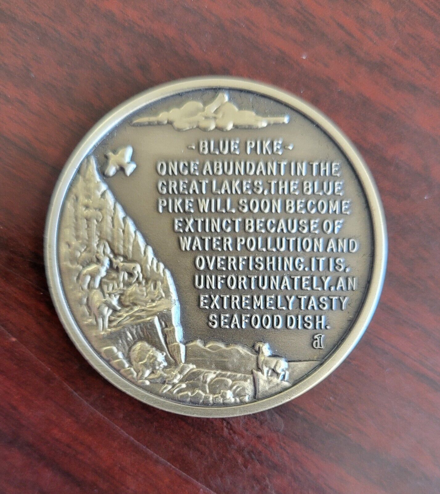 Longines Symphonette Sterling Great Lakes Blue Pike Wildlife Medal 1.1oz Coin