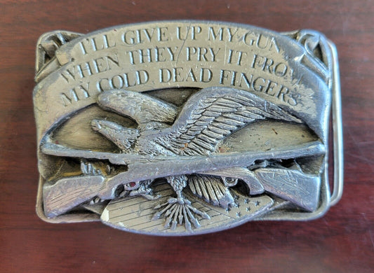 SISKIYO 1983 I'll Give Up My Gun When They Pry It 2nd Amendment Belt Buckle