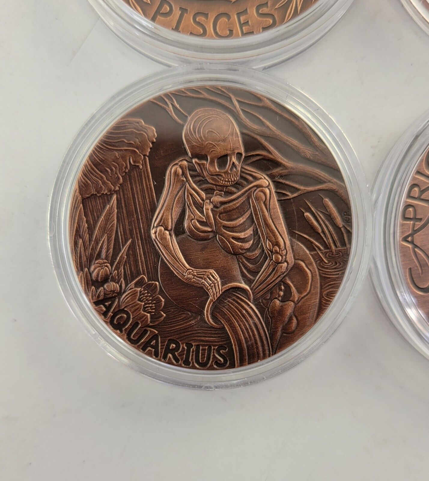 2015 Complete Zodiac .999 Fine Copper Rounds 12pc Skullcoins wCOA Cards Morbid