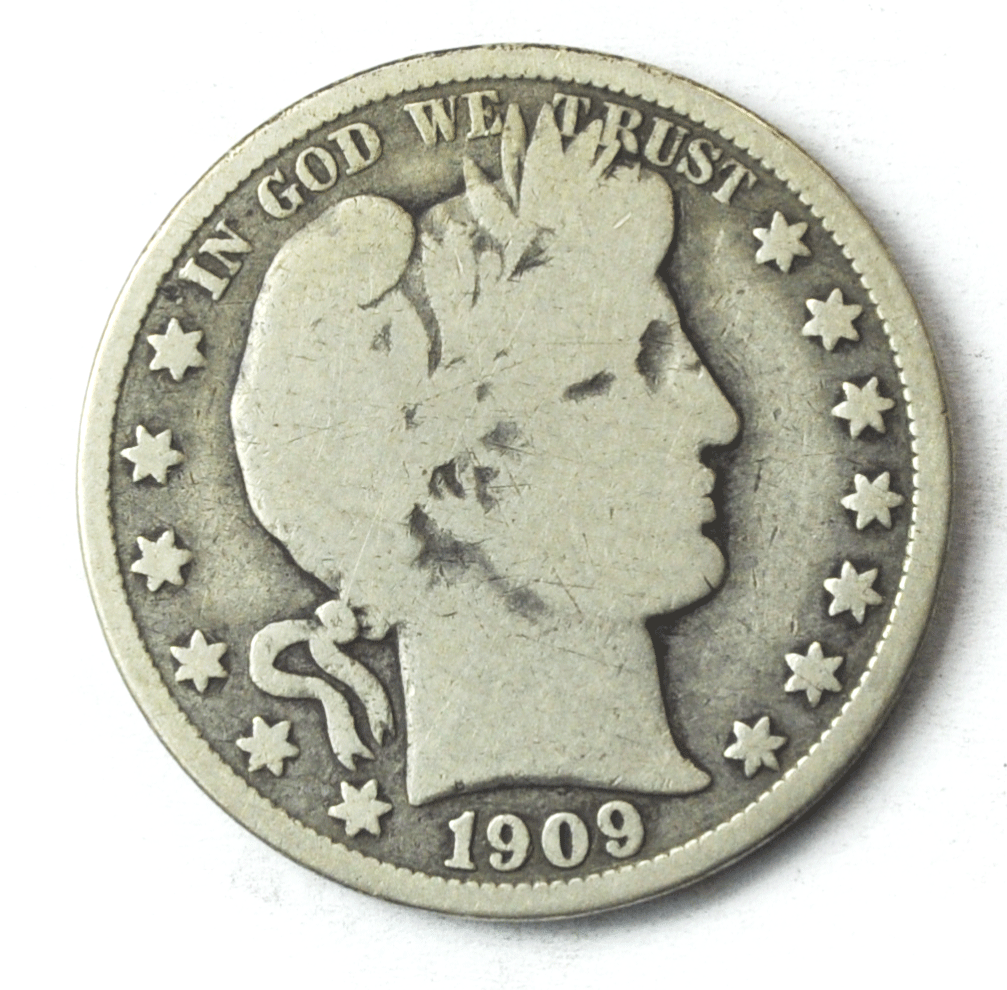 1909 O 50c Barber Silver Half Dollar Fifty Cents US New Orleans