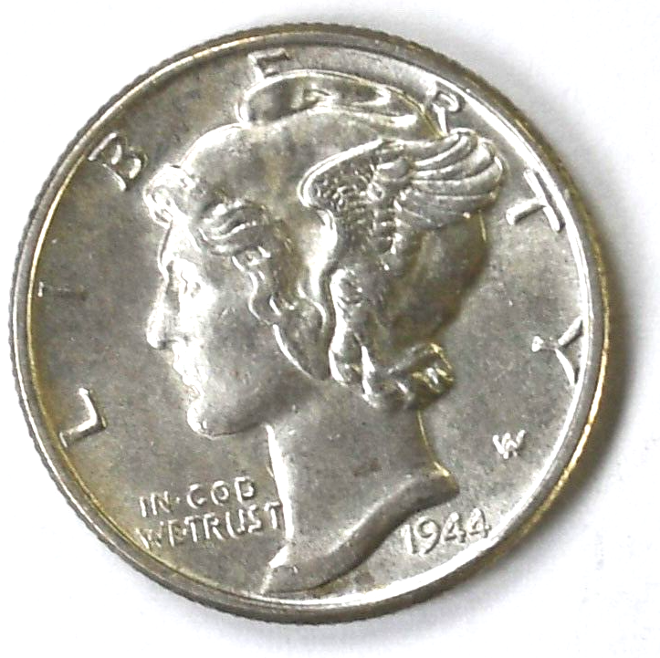 1944 10c Mercury Silver Dime Ten Cents Philadelphia AU