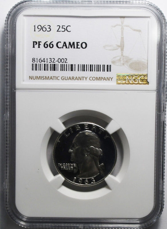 1963 25c Washington Proof Silver Quarter Dollar NGC PF66 Cameo