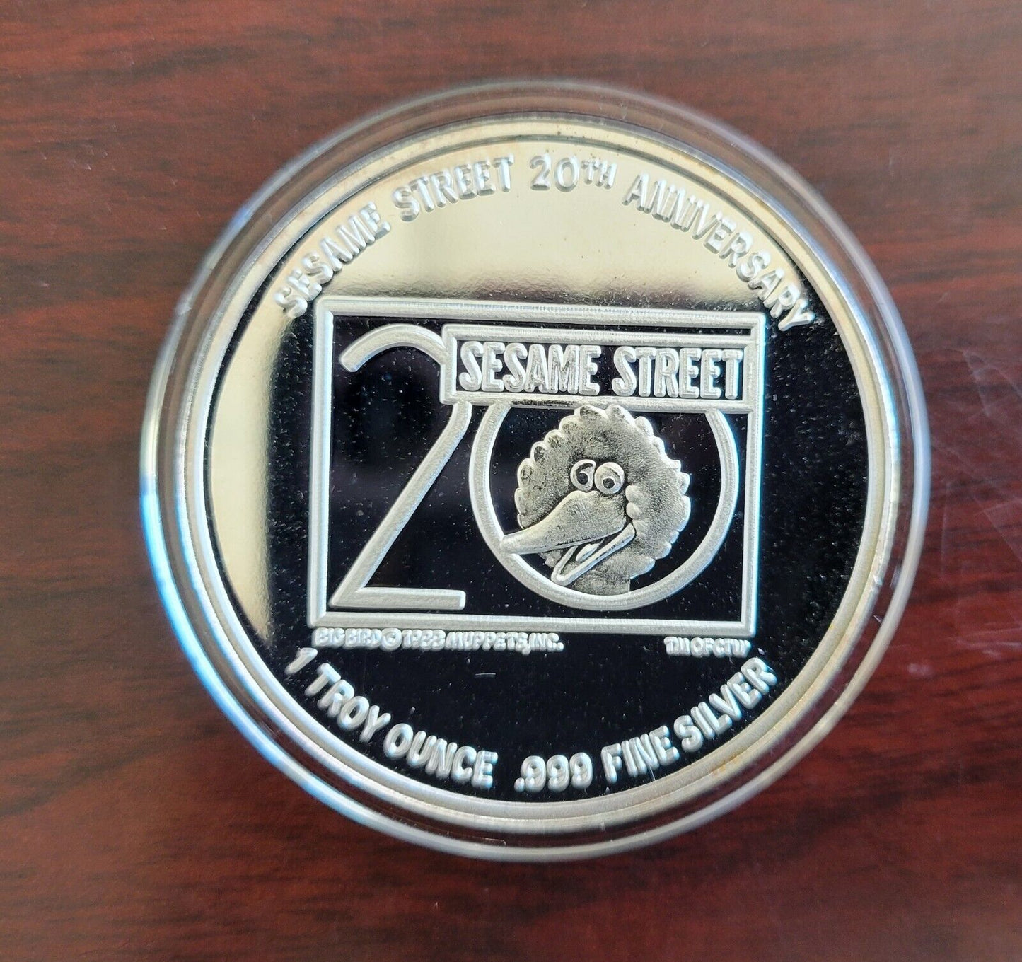 Oscar Sesame Street 20th Anniversary Enameled 1oz. Silver Round .999 Fine