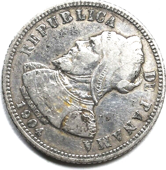 1904 Panama 10 Centesimos KM# 3 Silver Coin