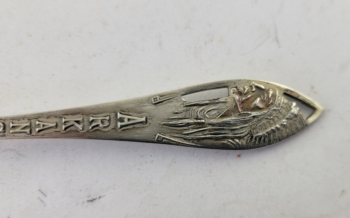 Arkansas State Sterling 5 5/8"  Souvenir Spoon by Watson .65oz. Native American