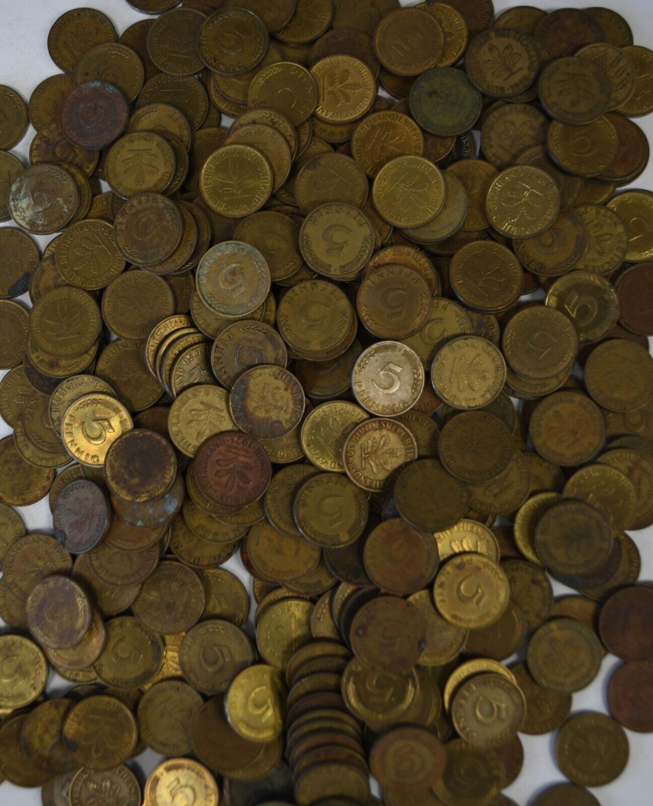 350pc Germany Federal Republic 5 Pfennig Coin Lot 1949-1996