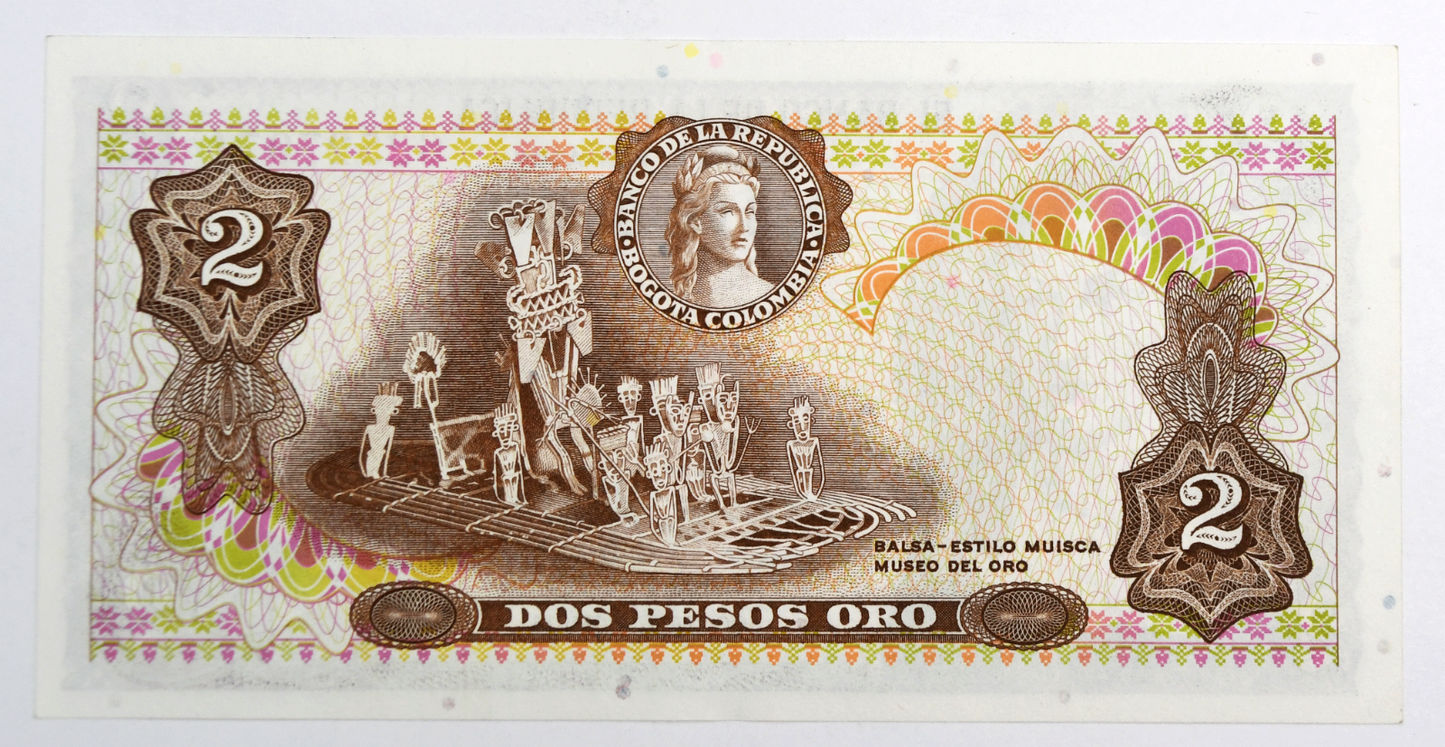 1973 2 Two Pesos Colombia Banknote Uncirculated 62527071