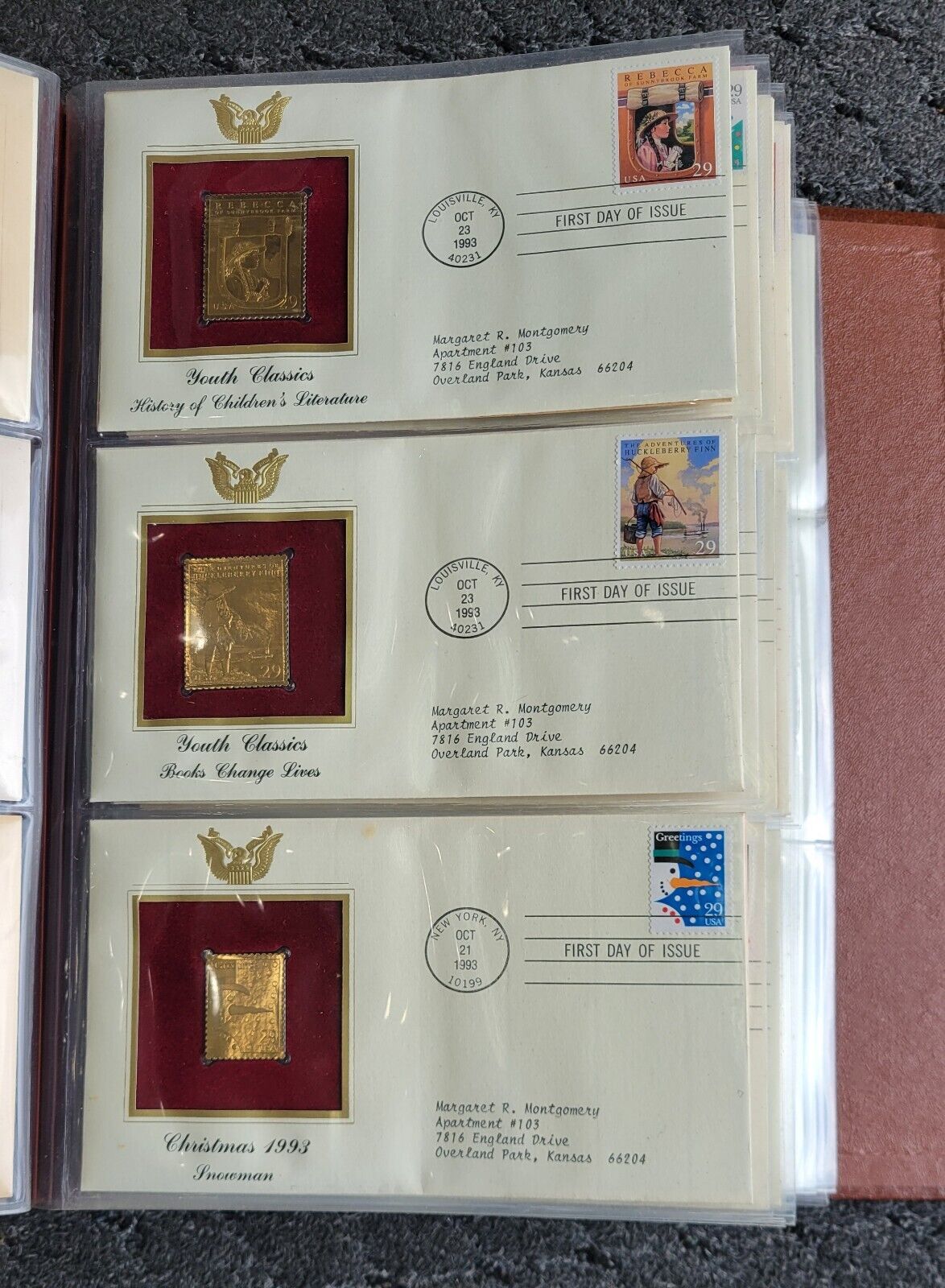 Golden Replicas of United States Stamps Album 22k Gold In Booklet 47pc.