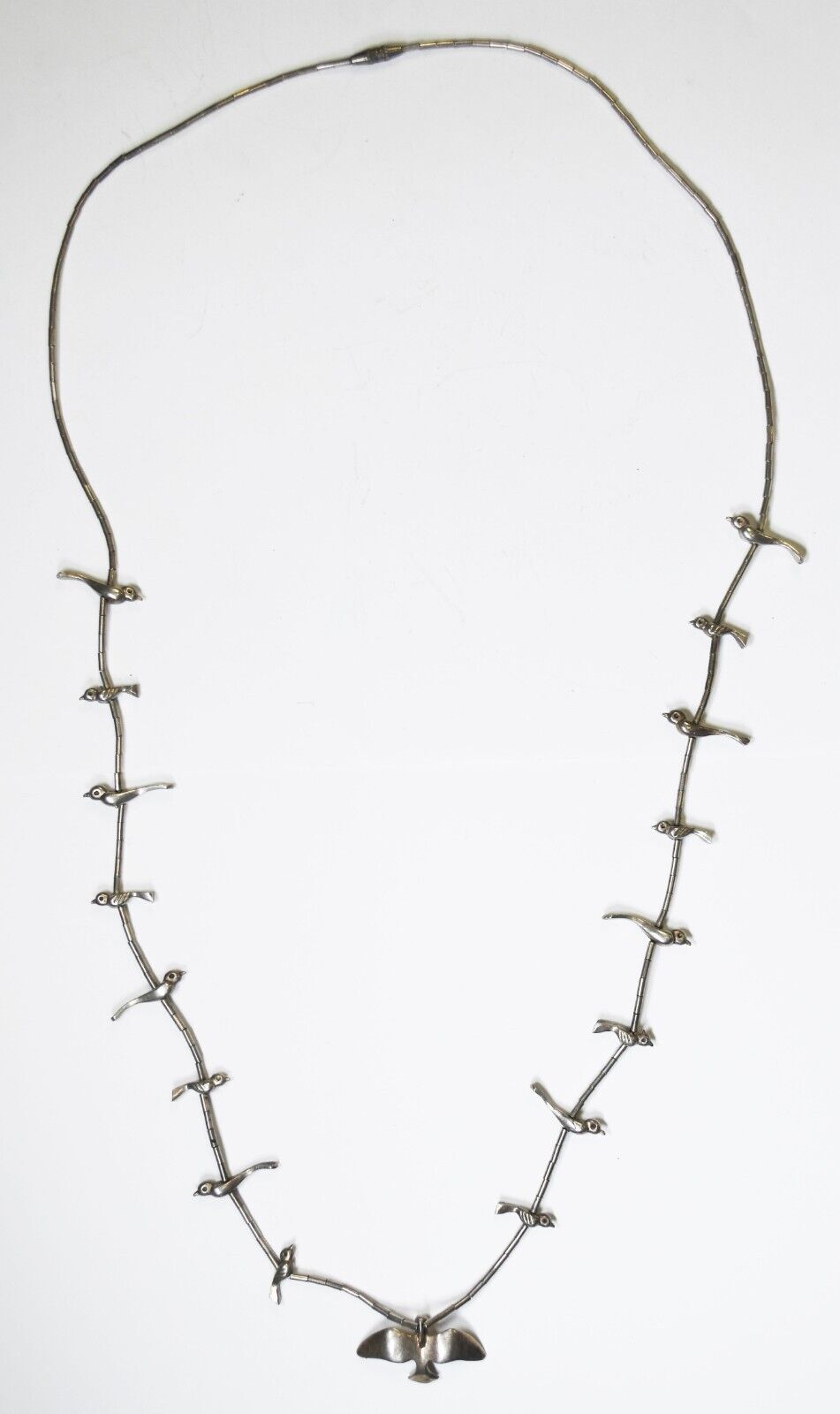 Sterling Bird 14mm Dove Fetish Bead Liquid Silver Necklace 26"