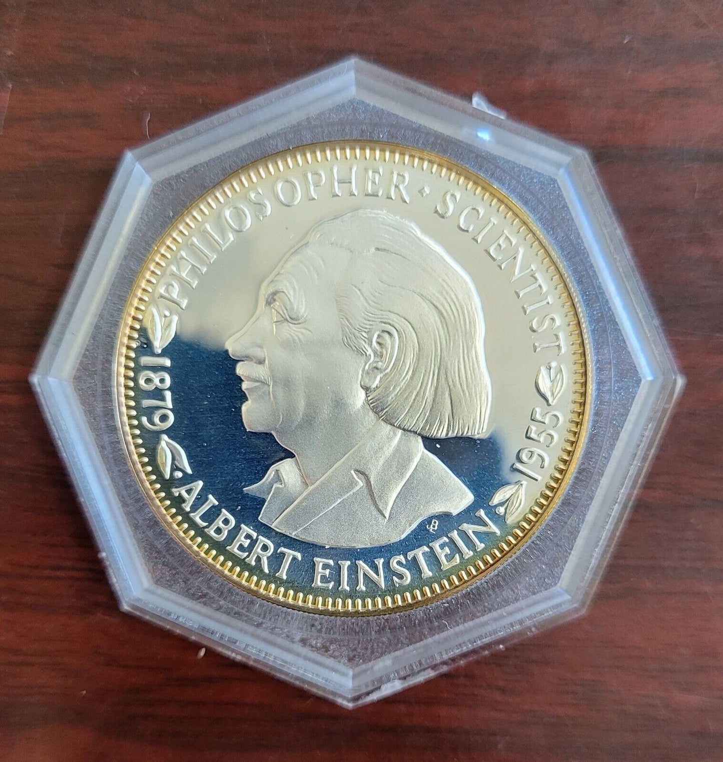 1968 Franklin Mint Albert Einstein Scientist Philosopher Medal Sterling. 84oz.