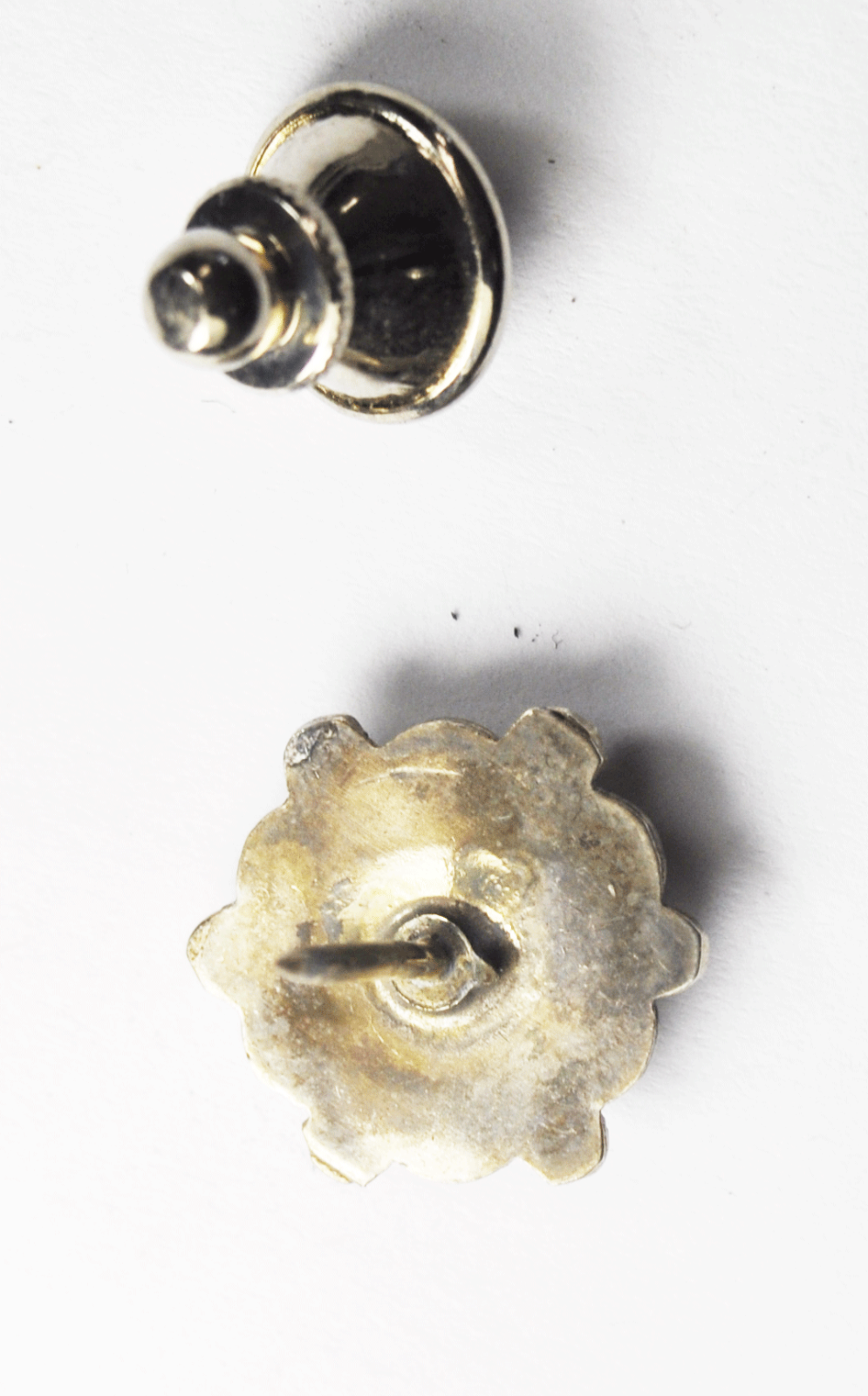 900 Fine Silver Zuni Inlay Sun Face Lapel Pin Tie Tack 16mm