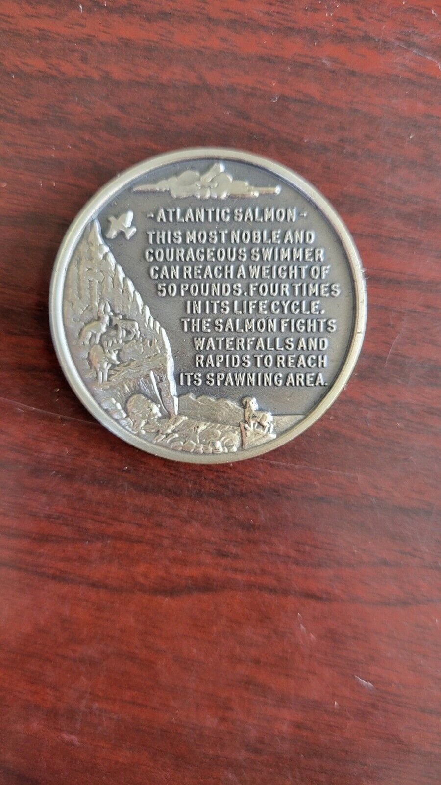 Longines Symphonette Sterling Atlantic Salmon Wildlife Series Medal 1.1oz Coin