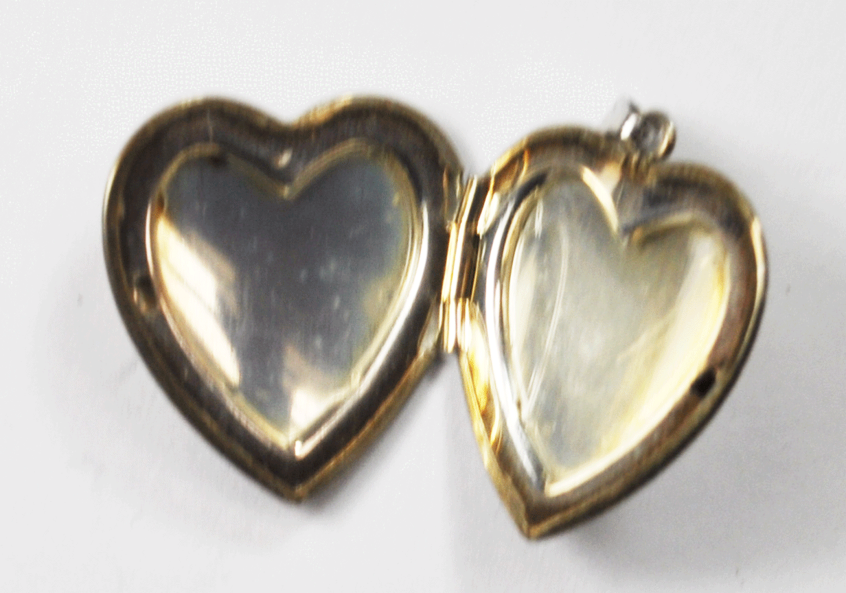 Sterling Silver Toned Sterling & 14k Gold Flower Heart Locket 30mm x 22mm