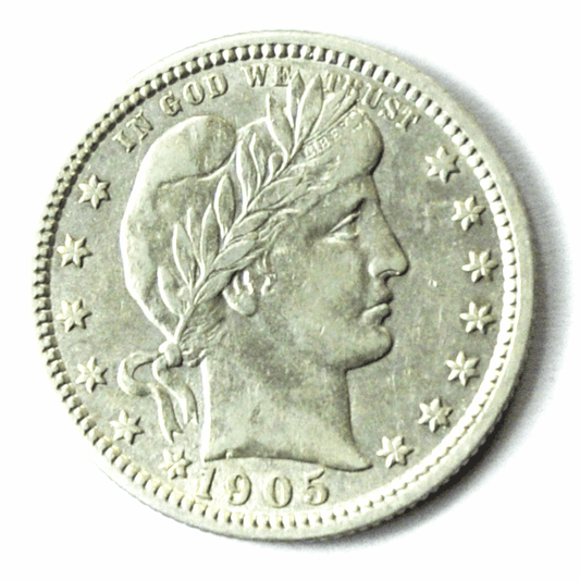 1905 25c Barber Silver Quarter Dollar Rare Twenty Five Cents Philadelphia AU