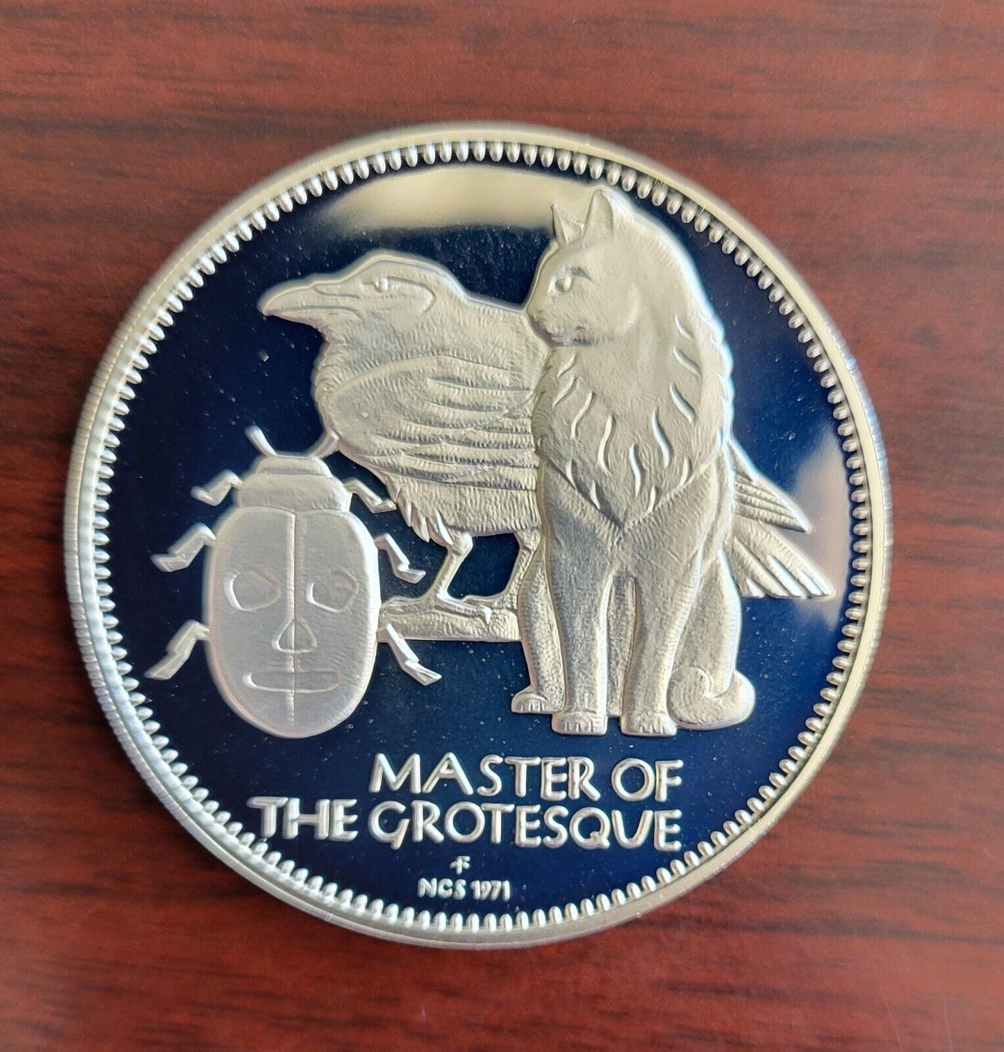 1971 Edgar Allen Poe Master Of Grotesque Franklin Mint Sterling Medal .85oz.