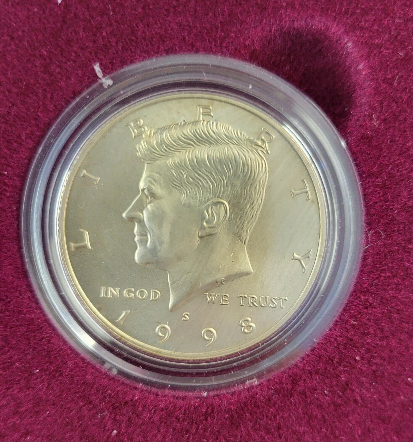 1998 S Kennedy Commemorative Collector's BU Silver Matte Boxed 2pc Set no COA