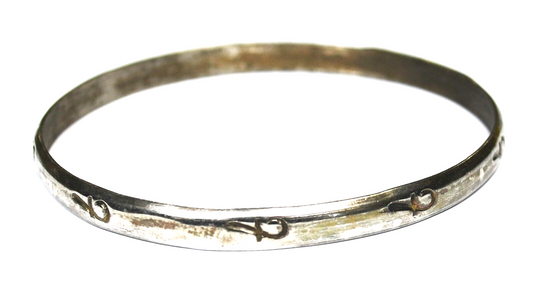 Sterling Silver Medium Crossed Hook Bangle Bracelet 5mm