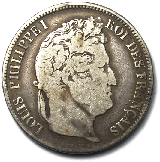 1843 D France 5 Five Francs Silver Coin KM# 749.4