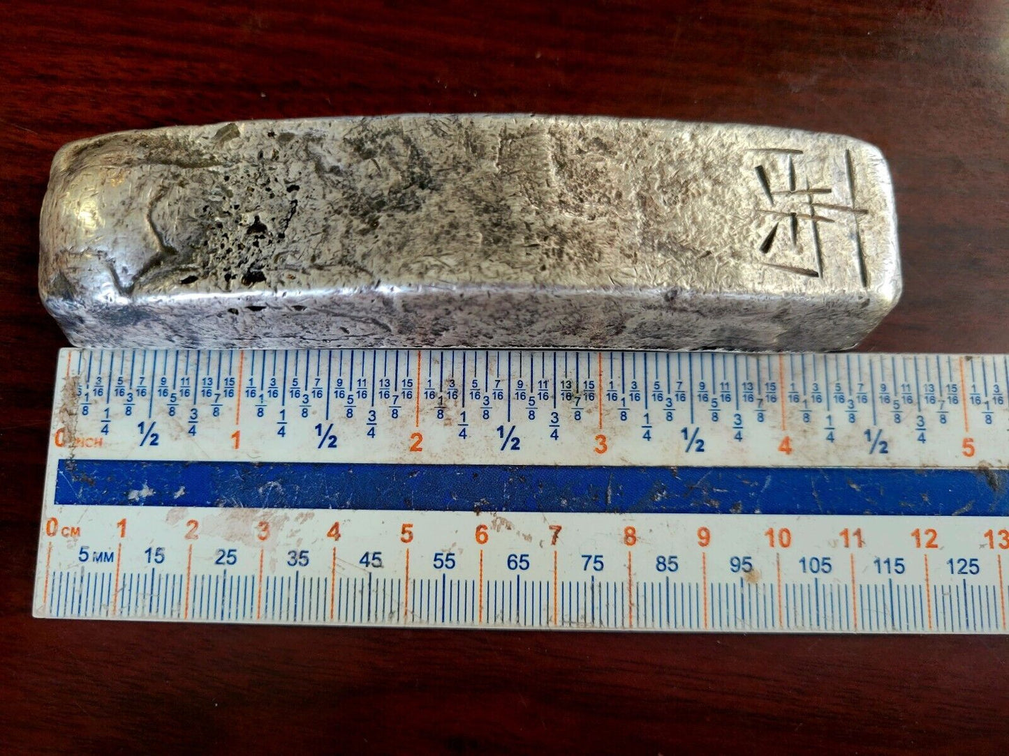 Vintage 11.8oz. Tael Fine Silver Bar Vietnam, Chinese,  Japanese Asian
