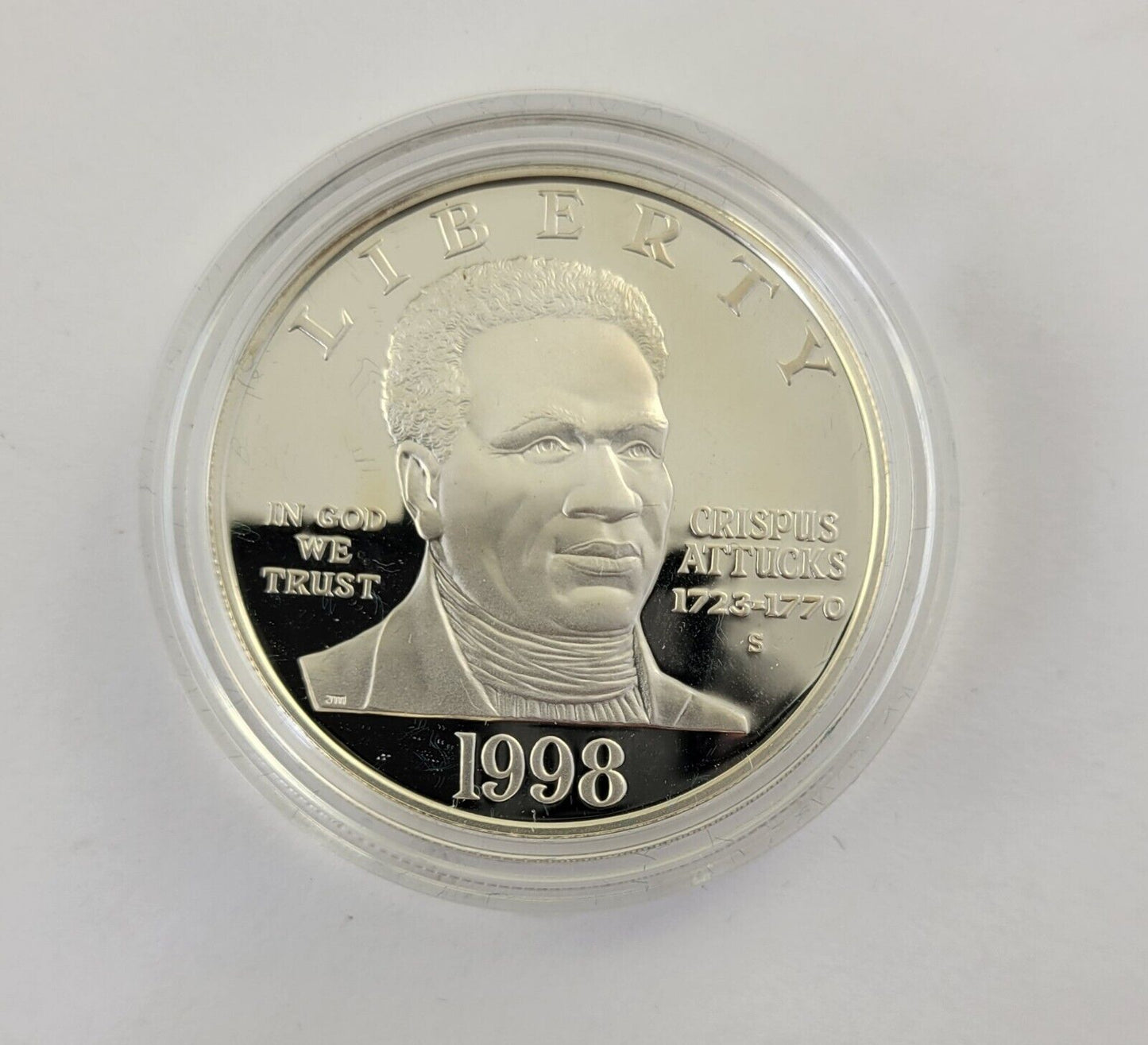 1998 S Black Revolutionary War Patriots Commemorative Silver Dollar Proof Coin