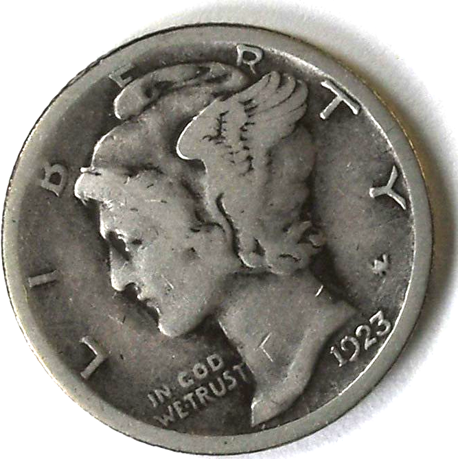 1923 S 10c Mercury Silver Dime Ten Cents San Francisco