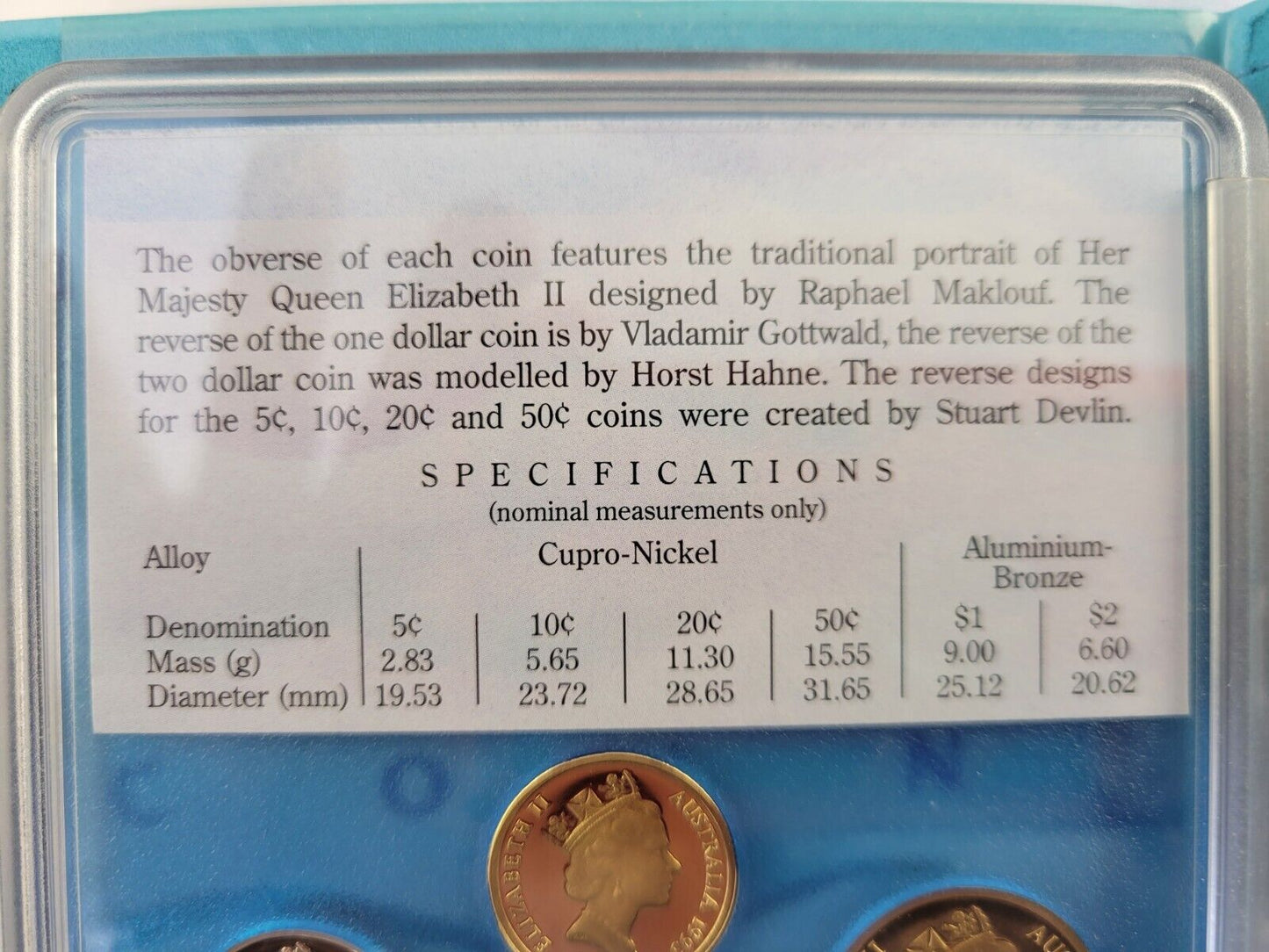 1993 Australian 6 coin proof set, $2 Coin, Water Quality, Wildlife w/Paperwork