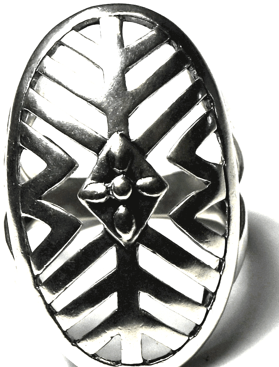 Sterling Silpada Cutout Flower Stripe Filigree Domed Ring R3548 31mm Size 7-1/4