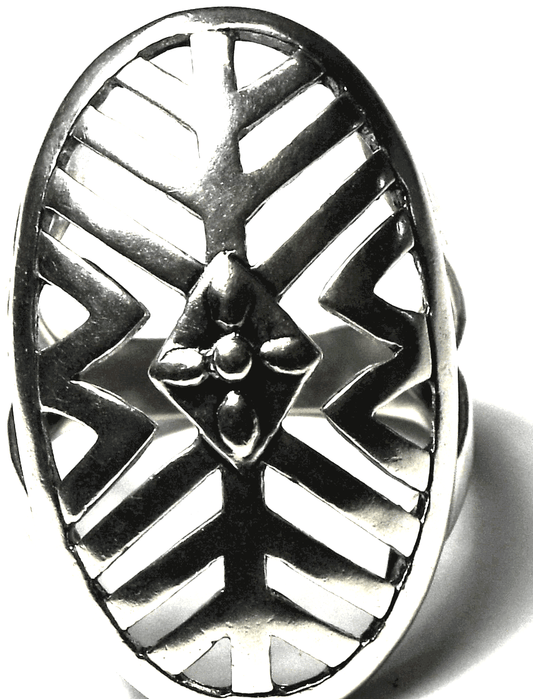 Sterling Silpada Cutout Flower Stripe Filigree Domed Ring R3548 31mm Size 7-1/4