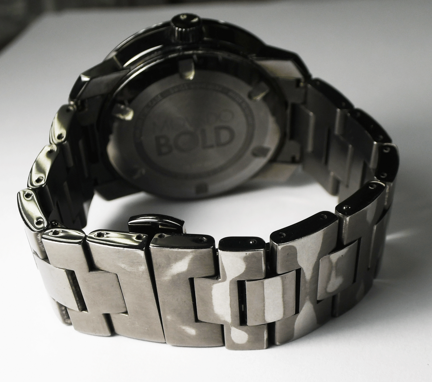 Movado Bold Quartz 01.1.34.6137 Wristwatch 42mm Gunmetal Stainless 6-3/4" Wrist