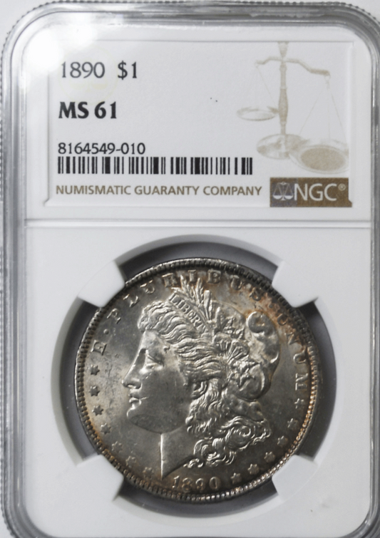 1890 $1 Morgan Silver Dollar MS61 NGC Philadelphia Uncirculated