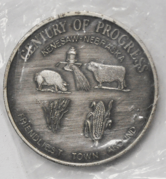 1972 Kenesaw Nebraska Centennial 39mm Medal in Plastic The Lone Grave
