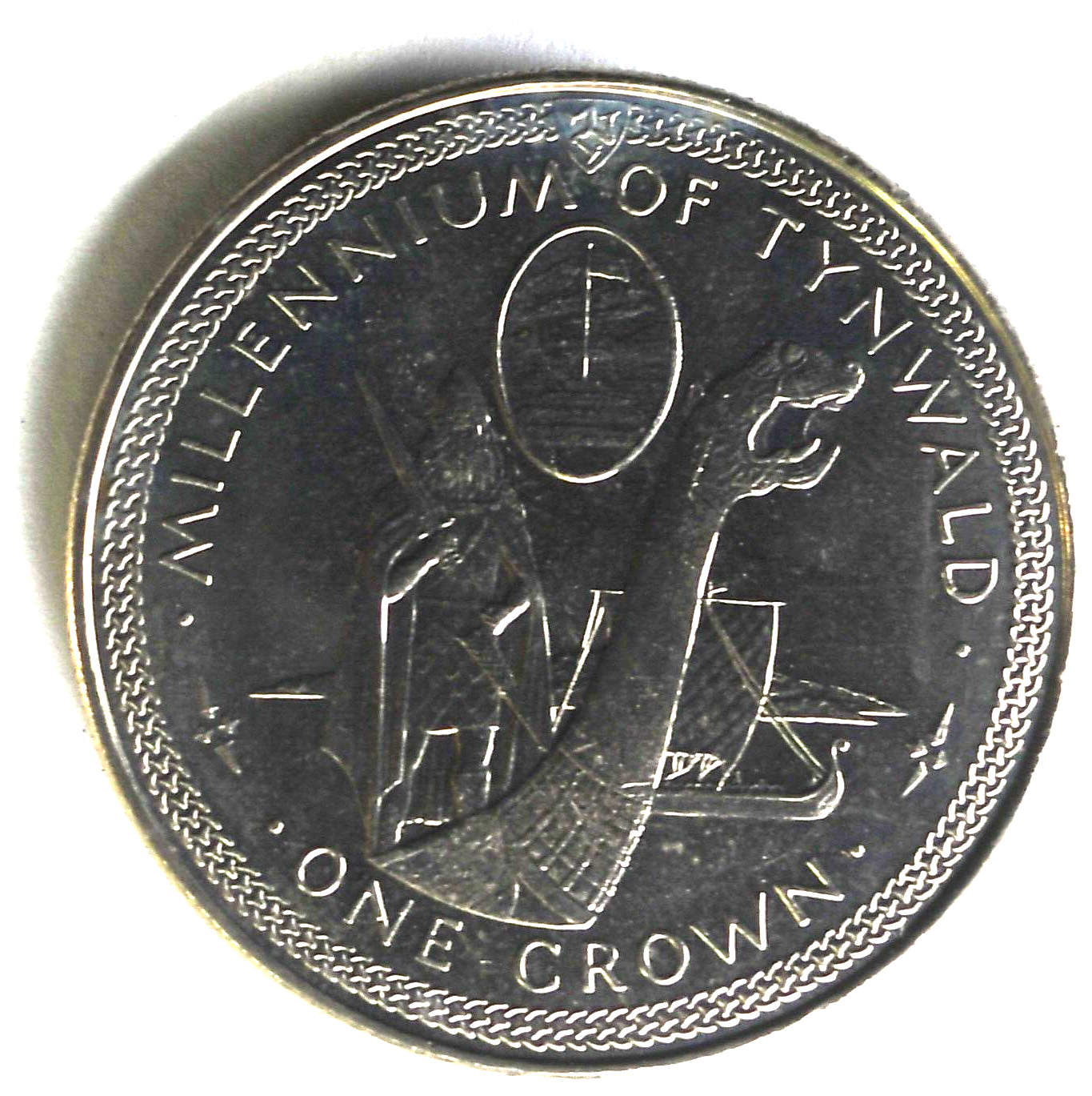 1979 Isle Of Man One Crown Copper Nickel Coin KM# 46 Viking Longship Godred
