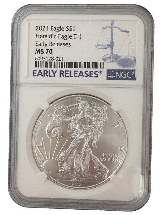 2021(W) Eagle S$1 Heraldic Eagle T-1 Early Releases NGC MS70