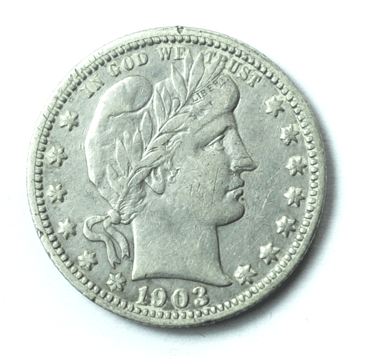 1903 O 25c Barber Silver Quarter Dollar Twenty Five Cents New Orleans XF