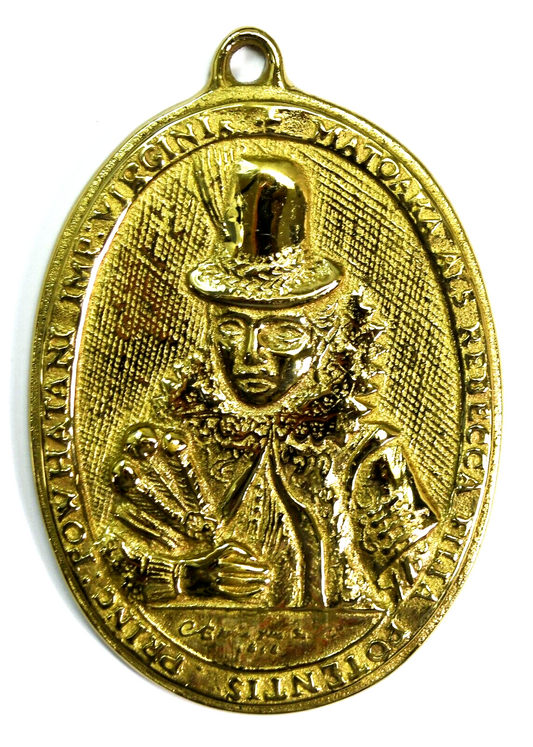 2007 Jamestown Exposition Souvenur Brass Pocahontas Wall Plaque 5.25"