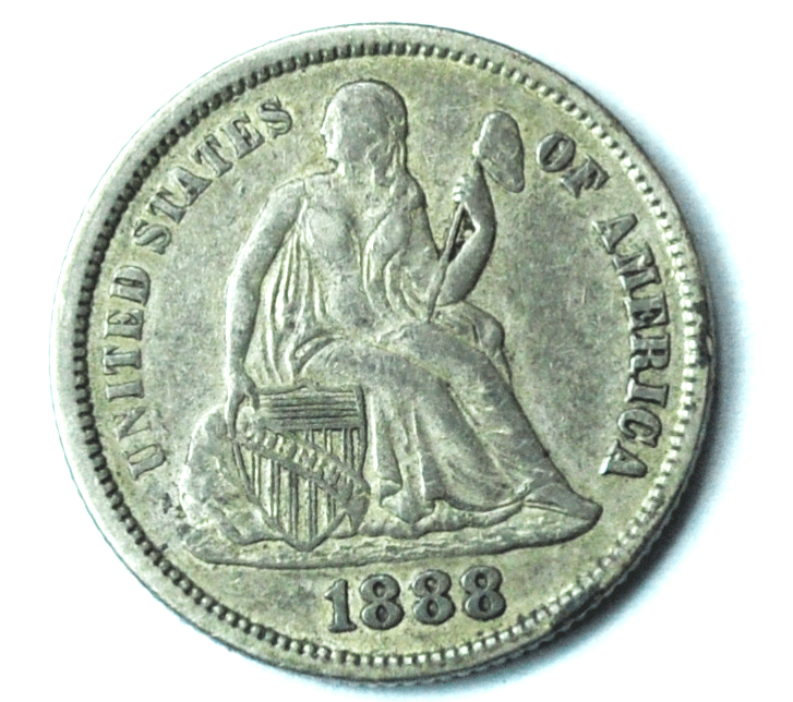 1888 10c Seated Silver Dime Ten Cents Philadelphia