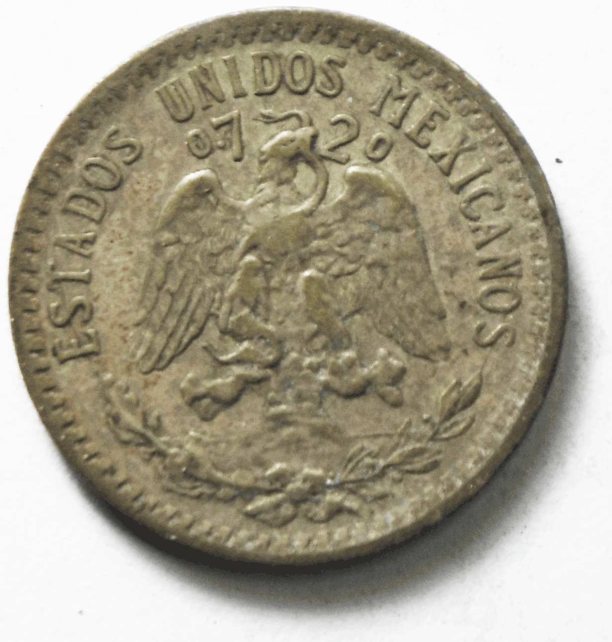 1934 Mexico Estados Unidos Mexicanos 20 Centavo Silver Coin KM# 438