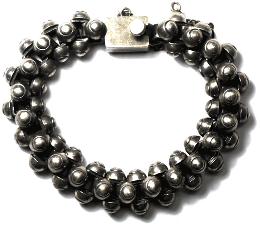 Sterling Silver Molecule Half Circle Cluster Flat Bottom Bracelet 14mm 7"