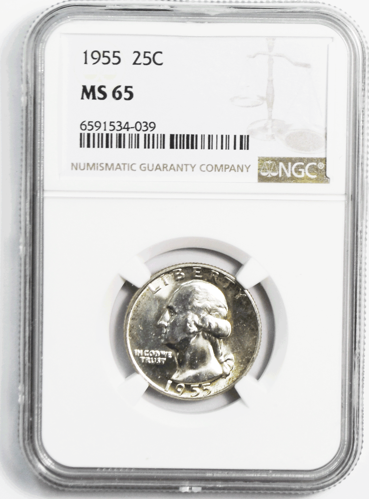 1955 25c Washington Silver Quarter Dollar NGC MS65 Gem Uncirculated