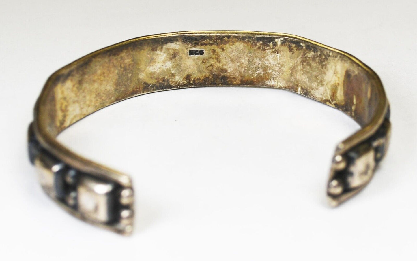 Sterling Silver Square Dot Cuff Bracelet 12mm 7.25"